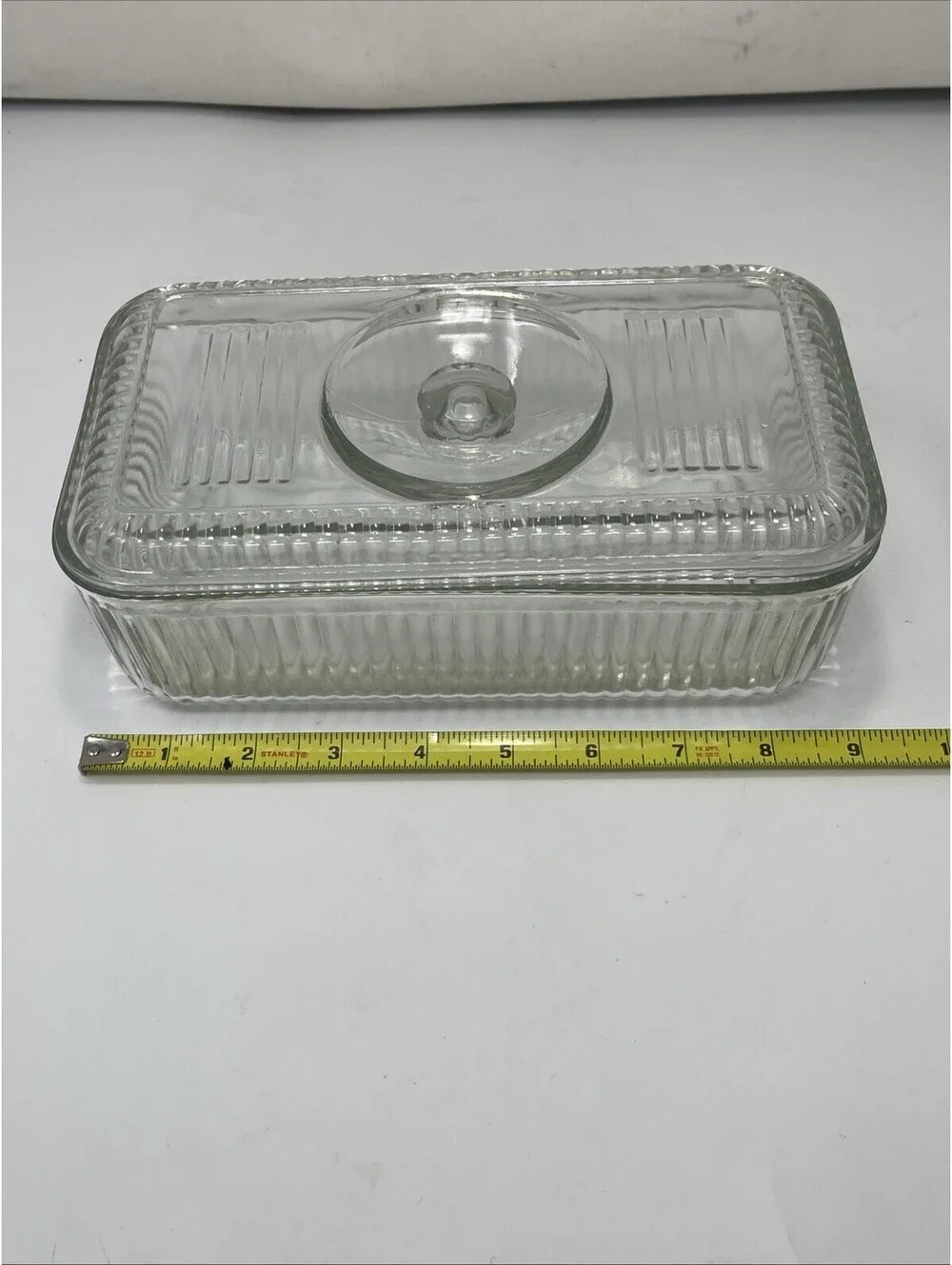 Vintage Refrigerator Storage Dish Box Lid Anchor Hocking Mid Century Modern Deco